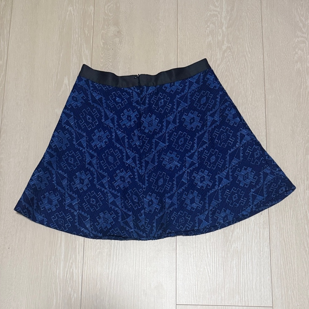 Zara Navy Blue Patterned Skater Mini Skirt - Picture 7 of 7
